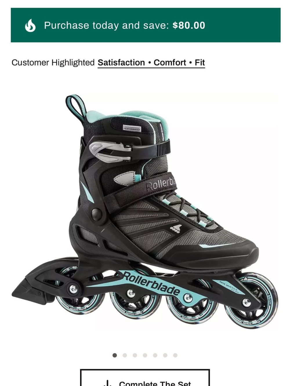 Rollerblade Zetrablade W Women's Inline Skate in Black & Teal. Size 10